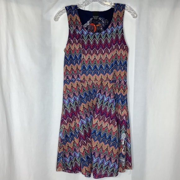 Desigual La Vida Chula Multicolored Sleeveless Dress Sz S - Picture 1 of 12
